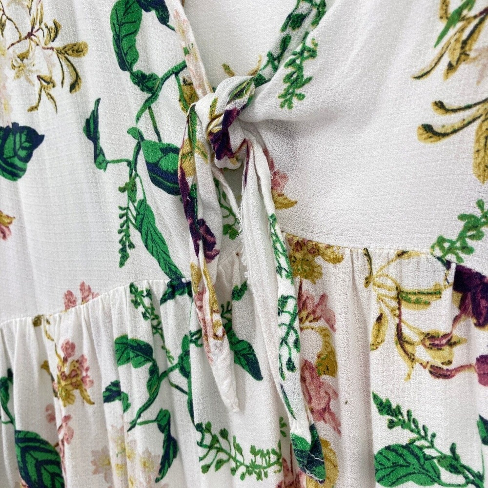 Lucky Brand Peplum Top Womens Medium Multi Floral 100% Viscose V Neck Pullover - Picture 7 of 16